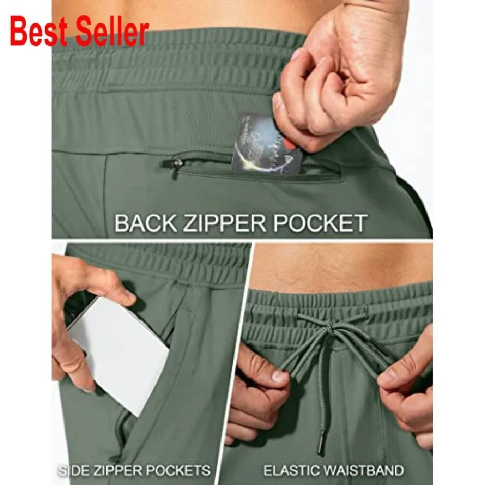 Men's Sweatpants with Zipper Pockets Athletic Joggers Stretchy Tapered Fit